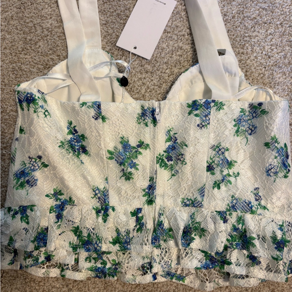 Lovers and Friends Edina Lace Crop Top NWT in Bouquet Floral Multi Size Small - Picture 9 of 9